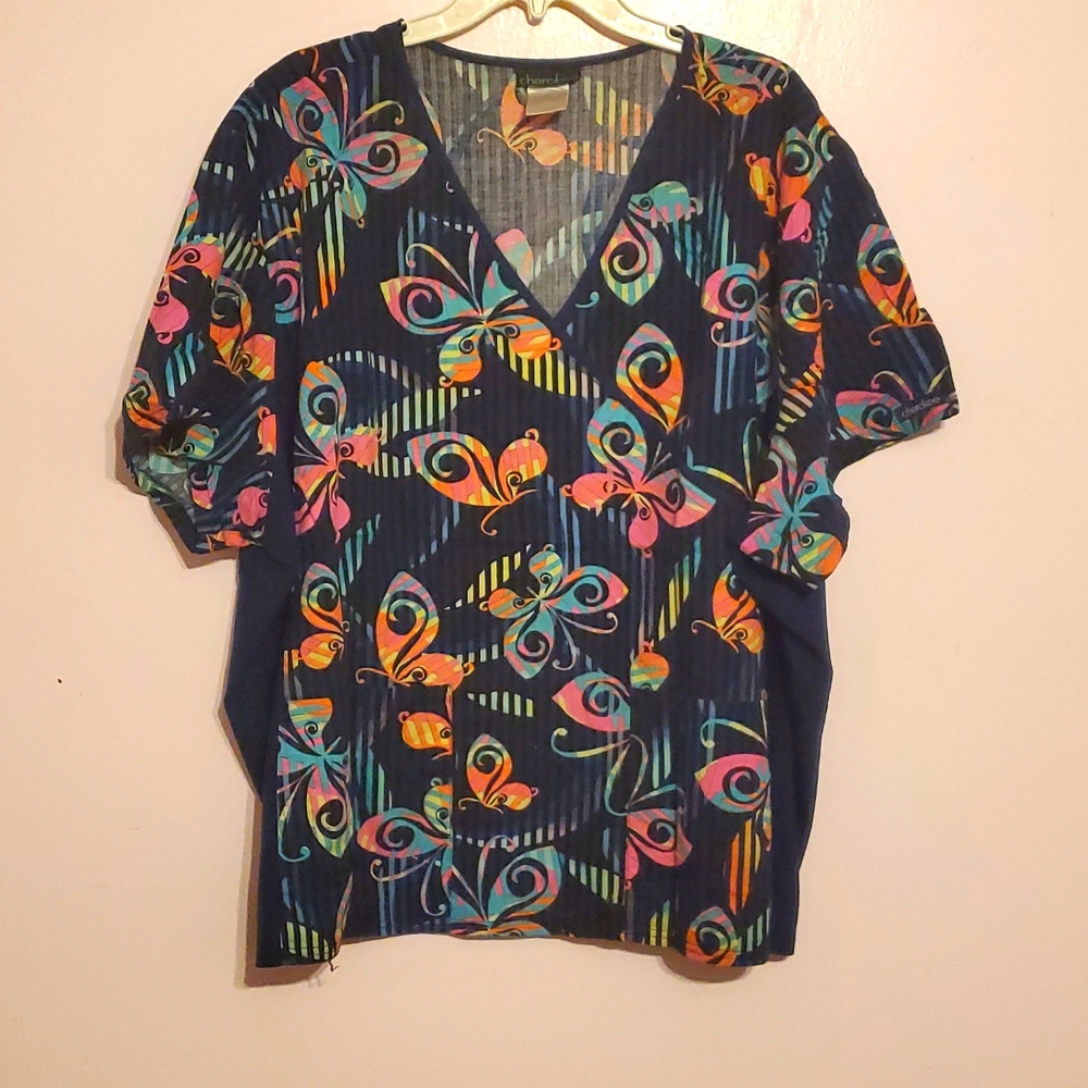 Multicolored Butterfly Scrub Shirt